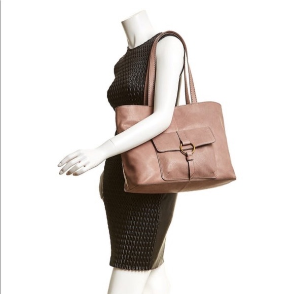 Frye Madison Leather  Tote with Front Pocket Stone - Picture 3 of 10